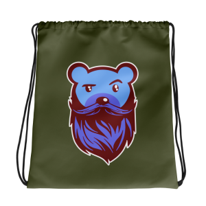 1-drawstring-bag-bearded-blue-bear-military-green-product-front.webp